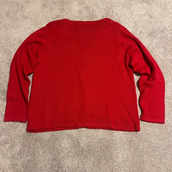 Vintage Red Christmas Cardigan with Nutcracker Design - Picture 7 of 7